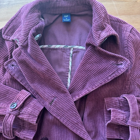 Vintage Wide Whale Corduroy Belted Trench Coat in Soft Raspberry • EUC• Size M - Picture 3 of 16